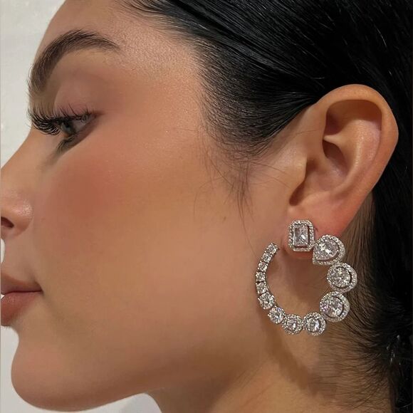 Cezanne Crystal Hoop Earrings – Stunning & Unique - Picture 3 of 9